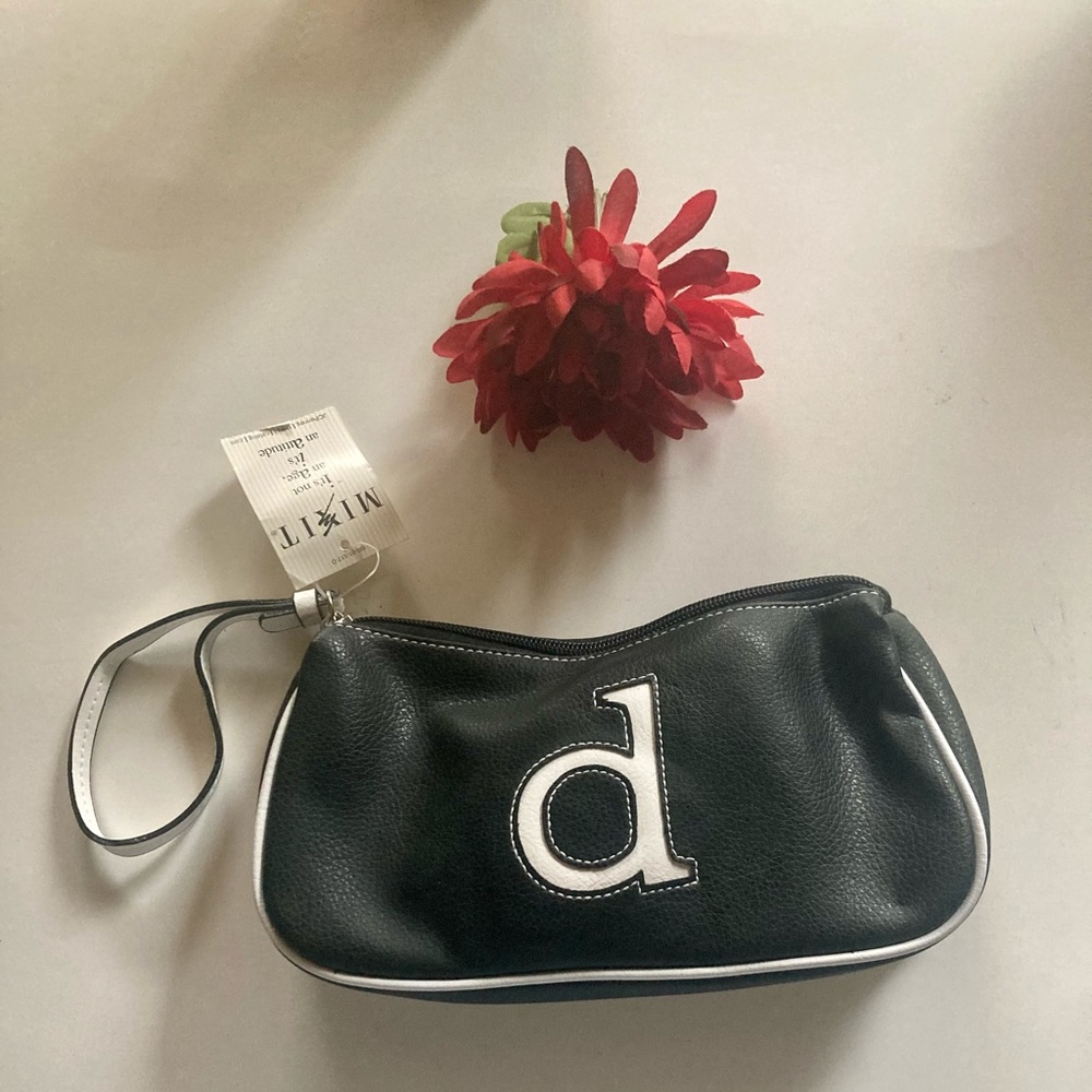 Black initial wristlet